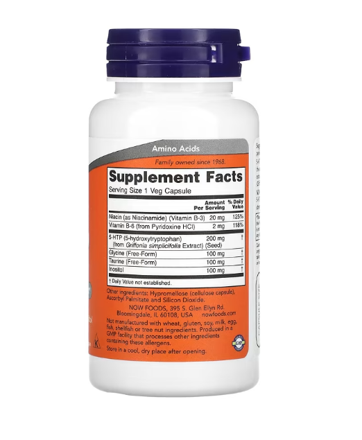 5-HTP Double Strength, 200 mg da Now Foods (60 cápsulas vegetais)