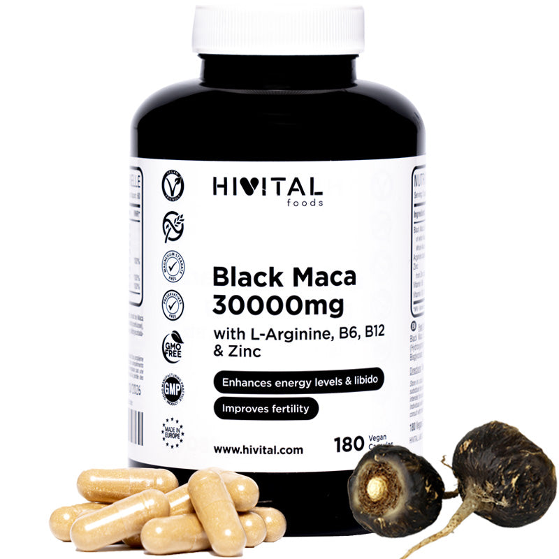 Maca Negra - Black Maca 30000mg da Hivital (180 cápsulas veganas)
