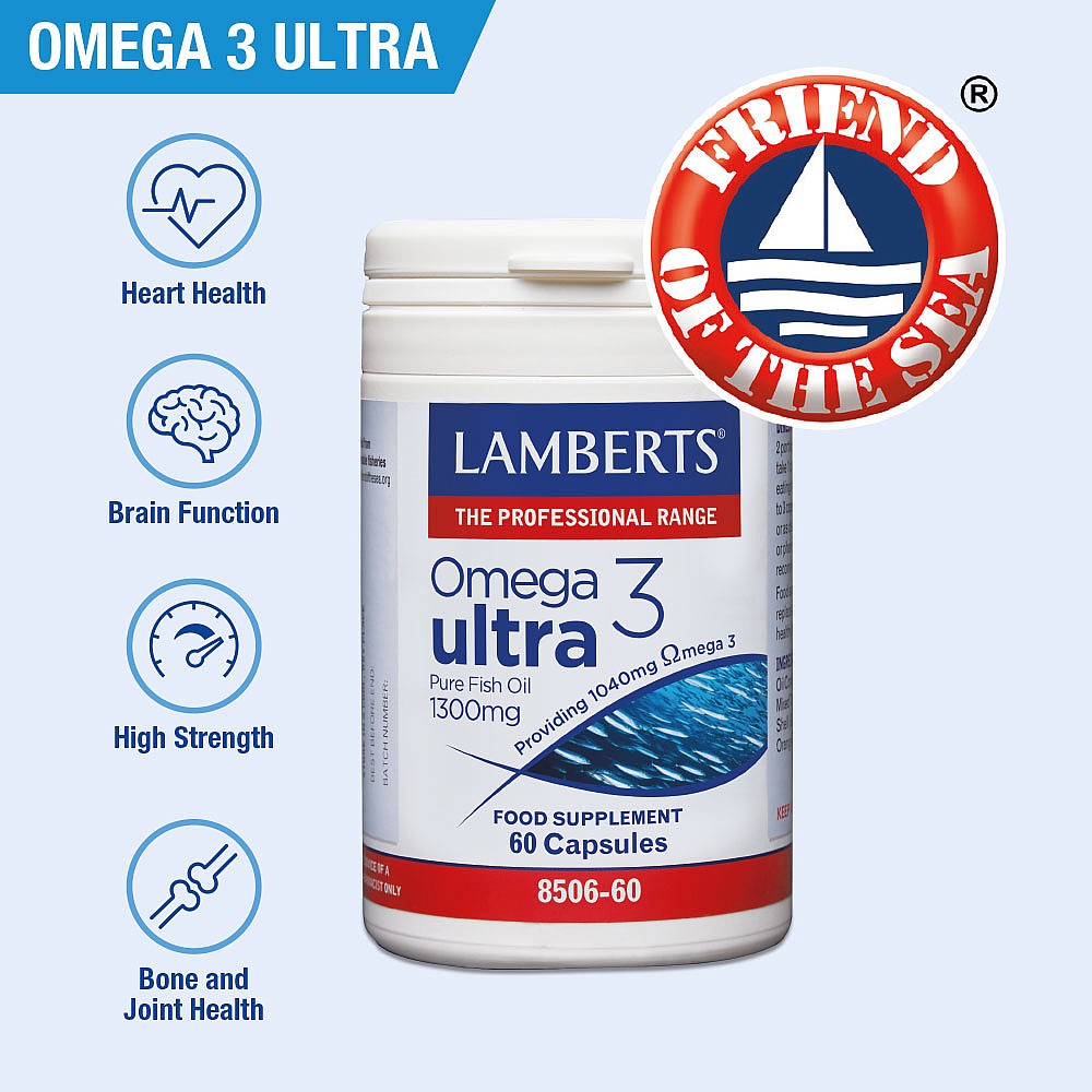 Ómega 3 - Omega 3 Ultra 1300mg, EPA 715mg/DHA 286mg da Lamberts (60 Cápsulas)