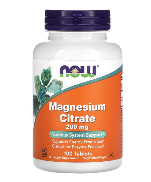 Mineral Citrato de Magnésio - Magnesium Citrate 200 mg da Now Foods (100 comprimidos)