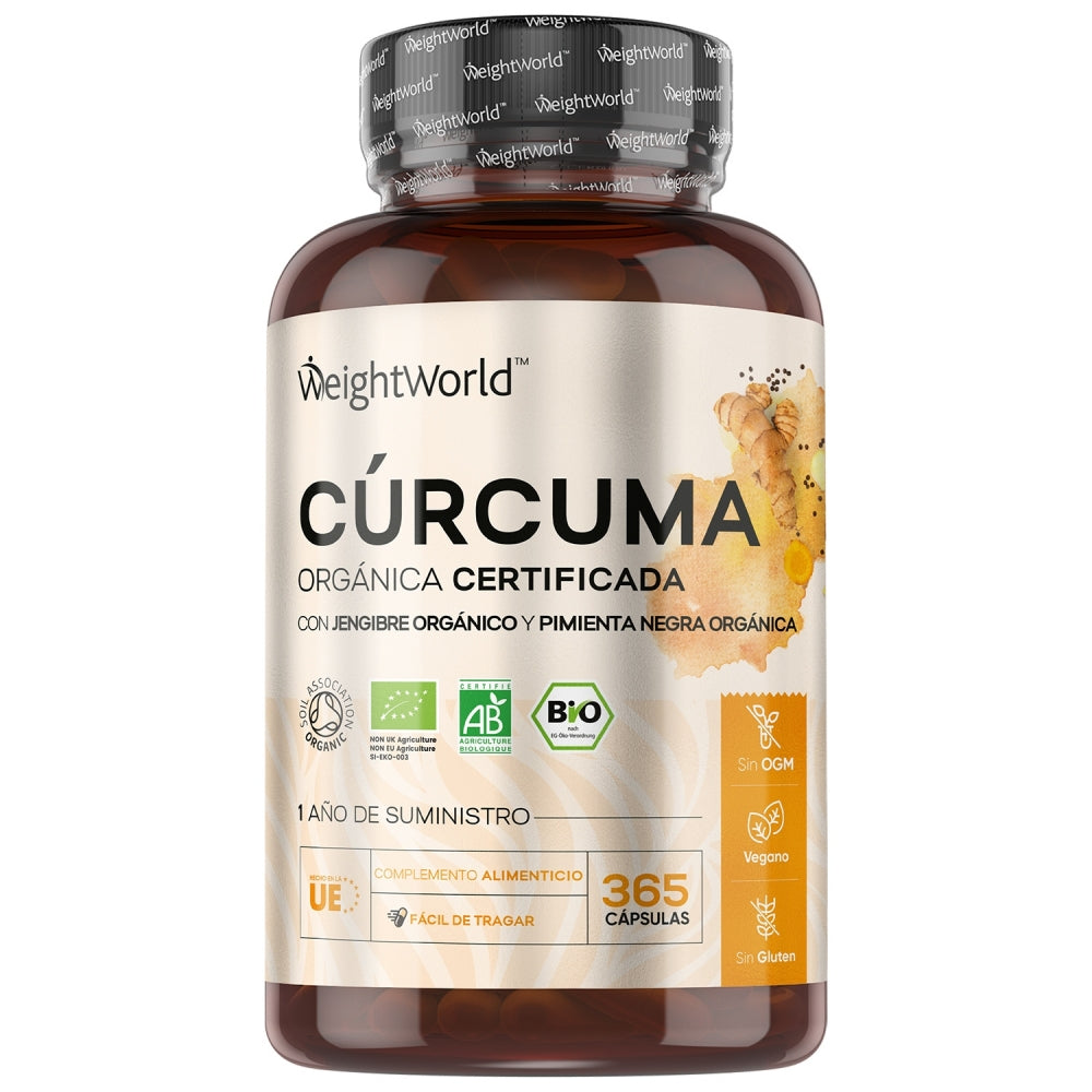 Cúrcuma Orgânica com Pimenta Preta Orgânica e Gengibre Orgânico 505mg da WeightWorld (365 Cápsulas)