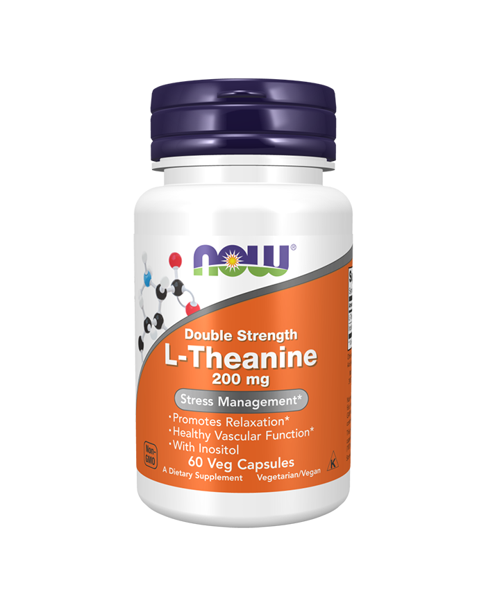 Aminoácido L-Teanina - L-Theanine Double Strengh 200 mg da Now Foods (60 cápsulas vegetais)