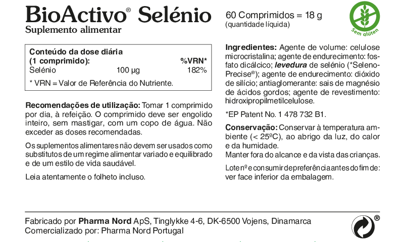 Selénio - BioActivo Selénio da PharmaNord (60 comprimidos)