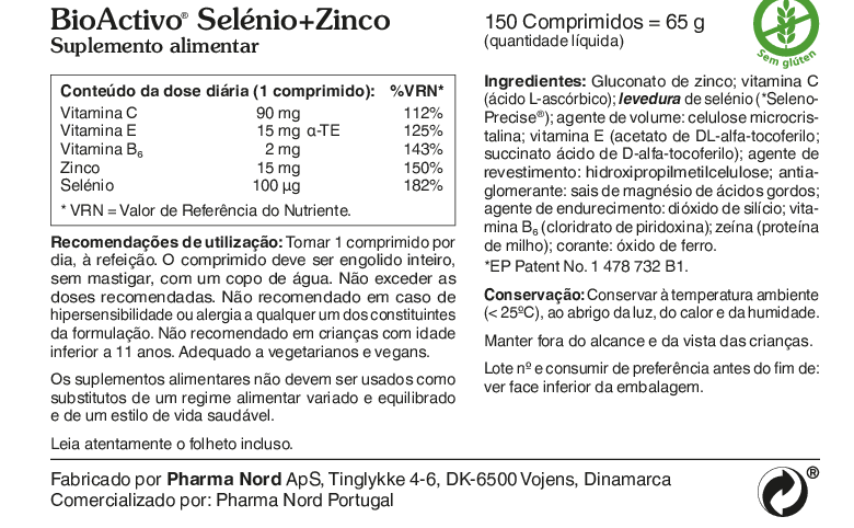 Selénio+Zinco - BioActivo Selénio+Zinco da PharmaNord