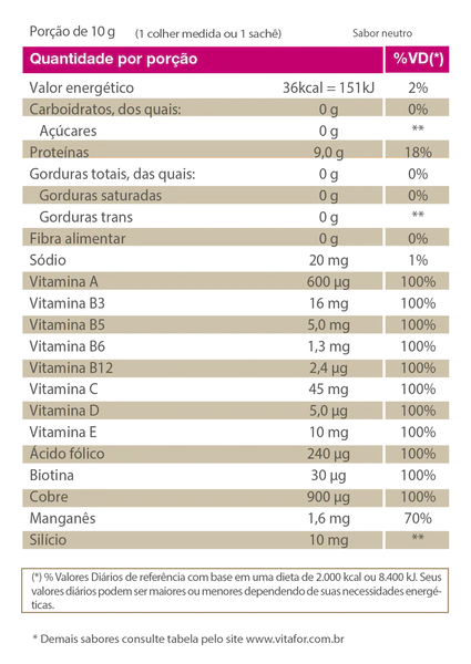 Colagénio Hidrolisado 9,0g - Colagentek sabor Neutro da Vitafor (Pote 300g)