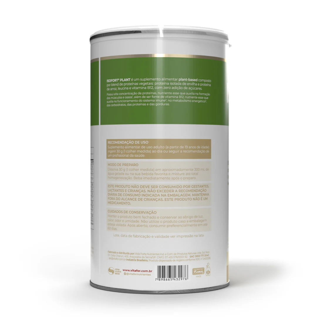 Proteína Vegetal - Isofort plant, 24g de proteína da Vitafor (Pote 450g)