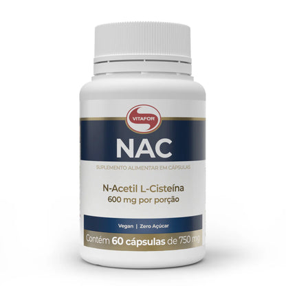 Aminoácido NAC (N Acetil Cisteina) - NAC 600mg da Vitafor (60 Cápsulas)