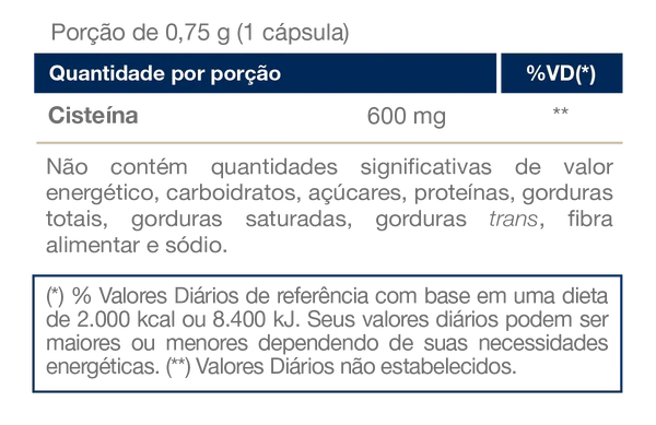 Aminoácido NAC (N Acetil Cisteina) - NAC 600mg da Vitafor (60 Cápsulas)