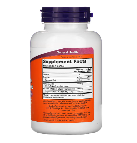 Berberina - Berberine Glucose Support da Now Foods (90 cápsulas moles)