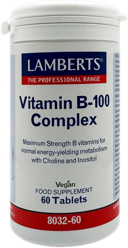 Vitaminas do complexo B - Vitamin B-100 Complex da Lamberts (60 comprimidos)