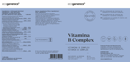 Vitaminas do complexo B - Vitamina B Complex da EcogeneticsN (30 cápsulas)